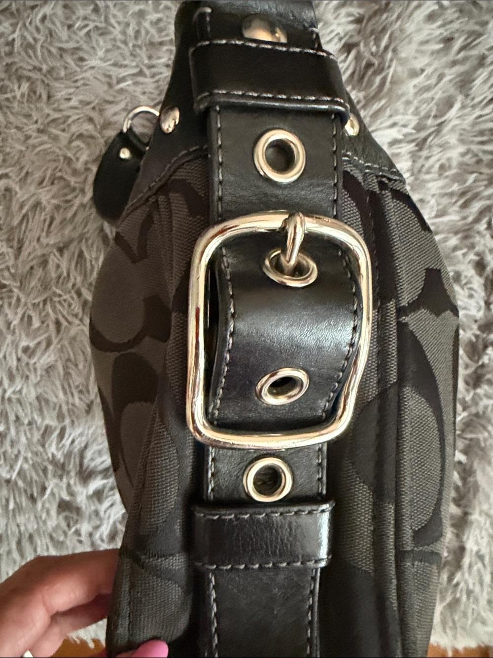 Coach Black & Charcoal Signature Hobo Bag k0893-12674 - Picture 6 of 13